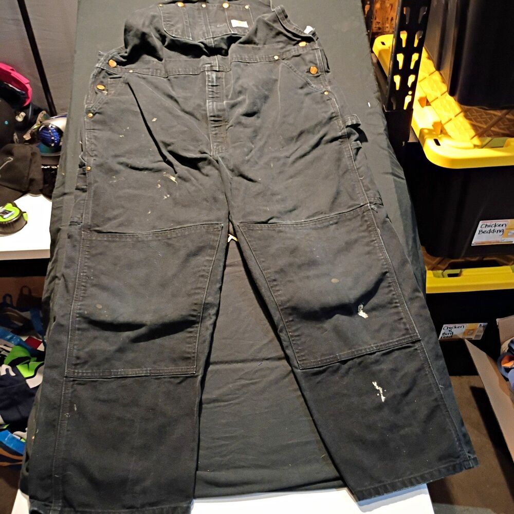 Carhartt R01 BLK Men's Black Cotton Canvas Duck Bib Overalls Construction